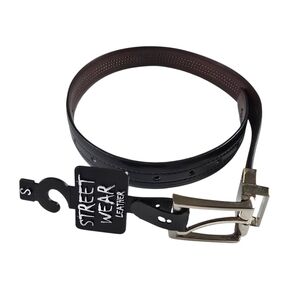 Street Wear Leather Kids Reversible Belt Size S Black Brown with Silver Buckle